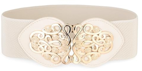 BlackButterfly Midjeskärp Dam Filigranspänne Guld | Oval konstläderplatta, Slingor och droppar, Guldfärgat beslag, Töjbar resår runt om, Barockkänsla, Storlek S-XXL