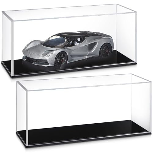 Juexica 2 Pcs Clear Acrylic Model Car Display Case 1:32 Acrylic Display Boxes for Vehicle Model Thick Model Car Display Case Dustproof Showcase with Black Base for Collectibles Memorabilia