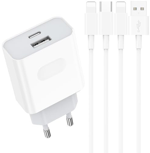 Cargador Carga Rapida for iPhone - 20W USB C Enchufe Rapido con 2M Cable Compatible for iPhone 14 13 12 11 Pro MAX Plus Mini XS XR X SE 8 7 6S 5S USBC Rápido Charger Tipo C Cabezal Piarhlie