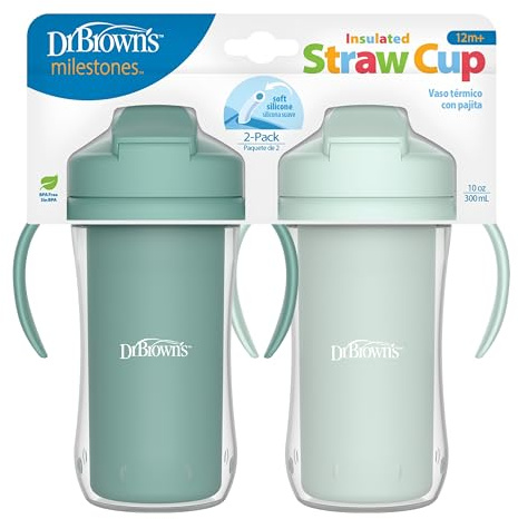 Dr. Brown's Milestones Insulated Sippy Cup, Green, 2-Pack