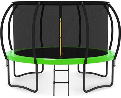 ATUMY Accesorios De Trampolín Trampolín de 10 pies con recinto - Trampolines recreativos con Escalera, Trampolín al Aire Libre Anclajes de Suelo(10FT Green)