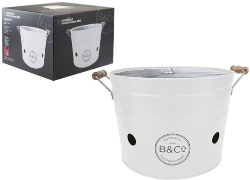 Cubo portátil para barbacoa, color blanco