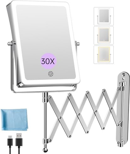 FASCINATE 8.7 5000mAh Rechargeable Wall Mounted Makeup Mirror (Chrome)
