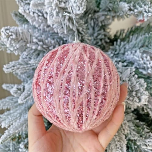 FACAIIO Boule de Noël de 10 cm, décoration d'arbre de Noël, pendentif à suspendre rose, décoration de fête à la maison 2025, fournitures du Nouvel An, B