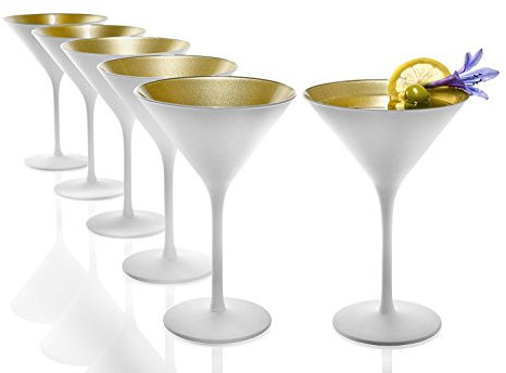 Stölzle Lausitz Elements Cocktailschale, Glas, weiß-Gold, 6 Stück (1er Pack), 6