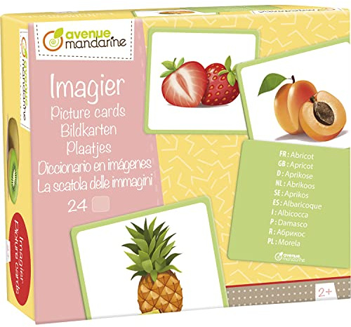 My Mandarine JE509C - Un Jeu éducatif de 24 Cartes multilingues (10 Langues) - À partir de 2 Ans - IMAGIER Fruits