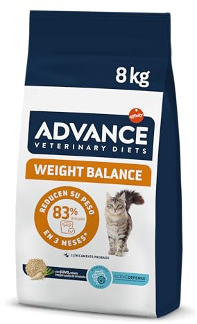 Advance Veterinary Diets Weight Balance, Pienso para Gatos con Problemas de sobrepeso, 8kg