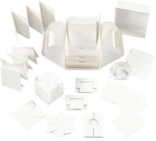 Creativ 25379 Explosionsbox Größe 7 x 7 x 7,5 cm + 12 x 12 x 12 cm, Ecru, beige