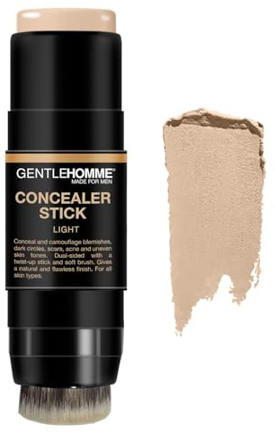 Gentlehomme Men's Concealer Stick with Brush for Dark Circles Eraser, 4 Shades, Light