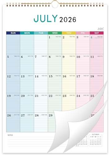 Calendar 2026-2027 - Wall Calendar 2026-2027, Jul. 2026 - Dec. 2027, 12 x 17, 18 Months Wall Calendar with Twin-Wire Binding, Hanging Hook - Colorful Lump