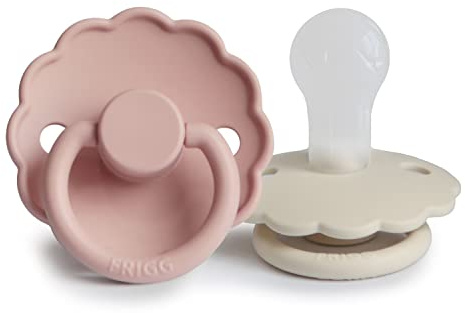 FRIGG Daisy Confezione da 2 ciucci | Ciuccio in silicone | Senza BPA | Prodotto in Danimarca | Tettarella simmetrica a ciliegia | (Blush/Cream, Taglia 1 (0-6 Mesi))