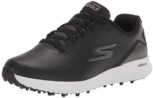 Skechers Men's Max 2 Arch Fit Waterproof Spikeless Golf Shoe Sneaker, Black/White, 8 UK
