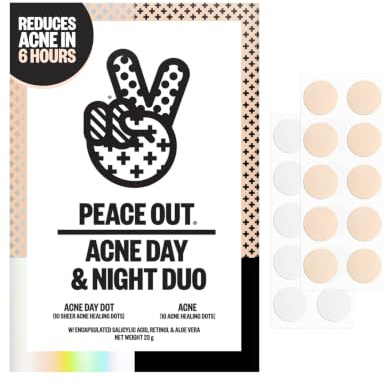 PEACE OUT Acne Day & Night Duo Hydrocolloid Pimple Patches (20 count)