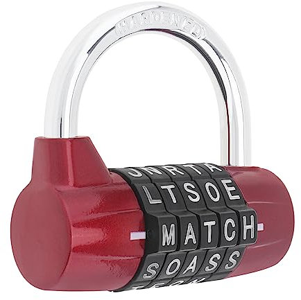 HOJLKLD Cadenas à Code, Cadenas à Combinaison de 5 lettres, Cadenas Casier, Manille de 7mm pour les casier de l'école, de gym, les portes, les valises, les cabanes (1, Rouge)