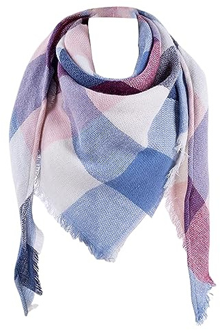 Damhalsduk, lätt stickad halsduk, fluffig sjal, tjock triangelduk, mysig triangulär halsduk, höst och vinter varm halsduk, höst vinterhalsduk, kvinnor filt, halsduk för kvinnor, blå, En Storlek