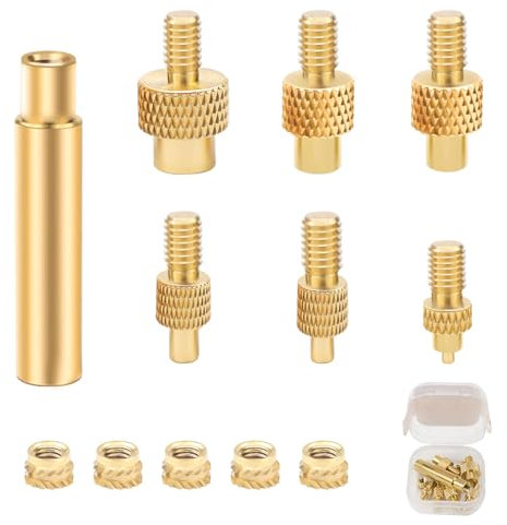 6 Piezas Insertos Roscados para M2 M3 M4 M5 M6 M8 Inserto Roscado, latón Tuercas Impresora 3D, Compatible con Estándar 936, para Accesorios Impresora 3D