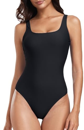 Deriwone One Piece Swimsuit Swimming Costume Adjustable Scoop Back Swimwear | Low Back, Adjustable Shoulder Straps, Scoop Back, Removable Pads, Tummy Control Bathing Suits
