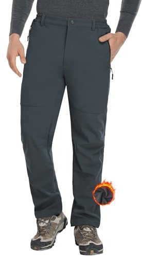 Pantaloni Trekking Uomo Invernali Softshell Sci Impermeabili Grigio-Grey-L