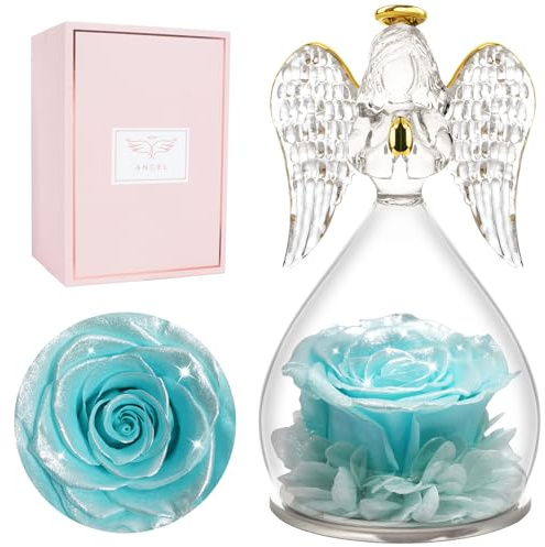 Miofula Festa della Mamma Idee Regalo,Rosa Stabilizzata Angelo Regalo Donna,Rosa Eterna Angeli Figurine,Rose Stabilizzate Regalo Compleanno Anniversario,Festa della Mamma Regali Mamma Nonna Fidanzata