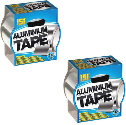 SOTL® 2X Silver Aluminum Tape Roll 10m – Heavy Duty Adhesive for Exhaust Repairs, HVAC, Insulation, Duct Sealing, Waterproofing & More – High Temperature, Weatherproof, Versatile Foil Tape