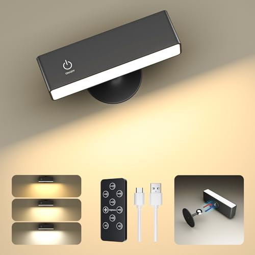 YiLaie Applique LED da Parete Interno, Lampada da Parete con Telecomando, 3 Temperature di Colore, Batteria da 4000 mAh, Controllo Touch, Adatto Alla Camera da Letto, Alla Lettura sul Comodino