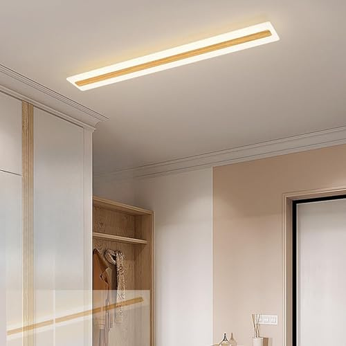 Plafón LED Regulable Blanco Cálido 2800K/Blanco Natural 4000K/Blanco Frío 6000K Lámparas de Techo con Mando a Distancia Luces de Estudio Lámpara Rectangular Moderna Interior (Color Madera,60CM 23W)