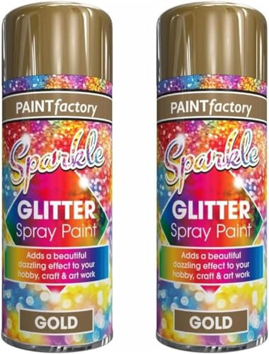 MIXEL Gold Glitter Spray Paint, Sparkle Effect, Non-Cracking, Quick Drying, Vibrant Colour, Easy To Use, Durable And Long Lasting, Ideal Use For Decoration, Interior And Exterior, 200ml (2Pcs)
