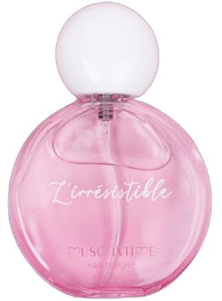 MUSC INTIME - Parfum Cheveux - Musc Blanc - L'Irrésistible - Soin Femme - Sublime ta chevelure - Parfume et hydrate toute la journée - Flacon Pompe - 50ml