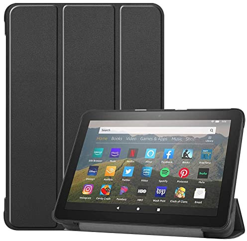 Fire HD 8 & 8 Plus Tablet Case(12/10th Gen, 2024/22/20 Release), Smart Trifold Stand With Soft TPU Back Case, Auto Sleep/Wake(Black)