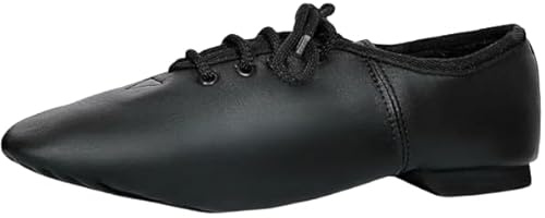 Activave Jazz Dance Shoes Pure Leather Split Rubber Sole with Laces, Flexible & Comfortable Unisex Dance Shoes for Theatre and Rehearsals (Black, UK Footwear Size System, Big Kid, Numeric, Medium, 5)
