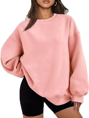 LACOZY Nursing Sweatshirt Womens Crew Neck Long Sleeve Sweatshirts Graphic Pullover Tops Relaxed Fit Shirts Pink XL