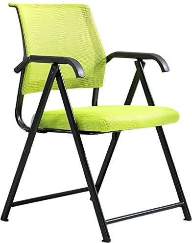 Ergonomischer, faltbarer Bürostuhl mit gepolstertem Sitz und Armlehnen, kompakter Netzrücken-Schreibtischstuhl für kleine Räume, bequemer grüner Computerstuhl, ideal für Zuhause und Büro
