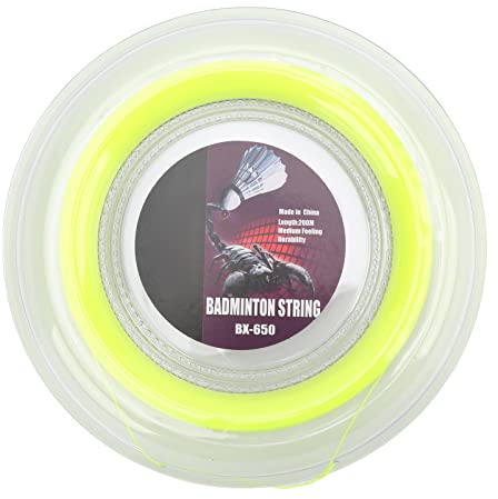 Miskall Cordage de Raquette de Badminton 0,72 mm 200 m Bobine de Fil de Raquette pour entraînement Quotidien Amateur Jaune Fluo