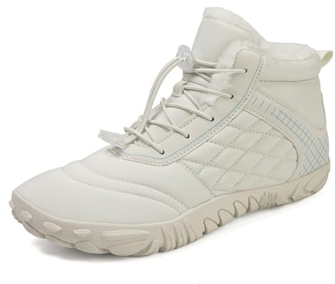 Pangolin Bottes de Neige Hiver Homme/Femme - Imperméables, Doublure Polaire Ultra-Chaude,Antidérapante, Lassage Rapide à Cordon-Bottines Après-Ski Légères pour Froid,Ville Off-Blanc 38 EU