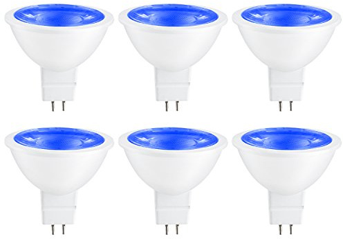 Sunlite 41048 LED MR16 Reflector Spotlight Bulb, 35 Lumens, 3 Watts (25W Halogen Bulb EQ) 12V, GU5.3 Bi-Pin Base, Non-Dimmable, Party Decoration, Holiday Lighting Blue Color, 6 Count