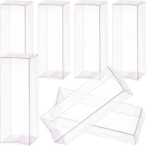 BENECREAT 20 st genomskinliga bröllops- och presentlådor 4 x 4 x 12 cm rektangulär PVC genomskinliga presentlådor för godis choklad alla hjärtans dag presentinslagning
