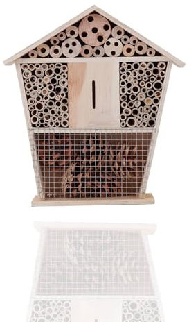 Gran hotel de insectos, casa de insectos de madera natural, jardín, hotel de insectos, hábitat de mariposas para jardines, mariquitas, crisopas, mariposas, abejas albañiles, 8.7x2.6x9.8 pulgadas