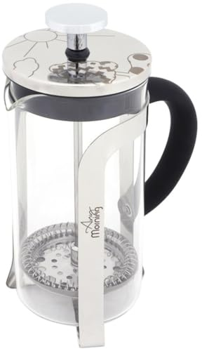 Any Morning French Press Coffee Maker 20 oz (600 ml) - Heat-Resistant Borosilicate Glass & Stainless Steel 3-Layer Filter Plunger - Portable Coffee & Tea Press for Home, Office, Camping