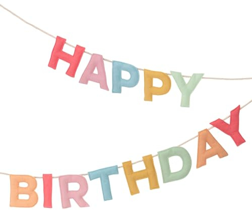 Meri Meri Felt Happy Birthday Garland (3.2m with excess cord - Pack of 1)