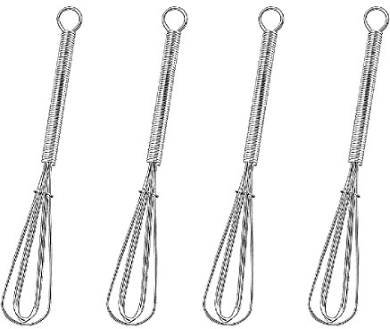Frusta da Cucina, 4 Pezzi Mini Frustino in Acciaio Inox, frullino da cucina manuale, agitatore di uova professionale per cucina o ristorante