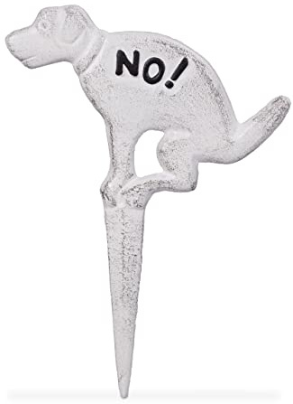 Relaxdays Schild Hunde kacken verboten, Gusseisen, zum Stecken, Hundeschild kein Hundeklo, H x B: 32 x 24 cm, weiß