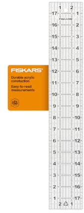Fiskars sömnadslinjal – 7,6 cm x 45,7 cm akryllinjal – sömnad och kviltlinjal med rutnät – konst- och hantverksmaterial – klar