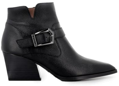 Hispanitas Botin Piel Corte Irregular con Hebilla y Cremallera Mujer Negro para: Mujer Color: Negro Talla: 39