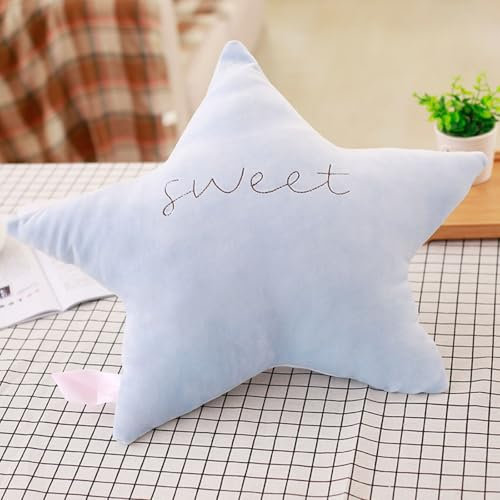champracer Kuschelkissen in Stern/Wolke/Mond Form,Deko Kissen Für Baby & Kinderzimmer,Kinderkopfkissen,Wärmekissen Für Babys Und Kinder- Für Mädchen & Jungen,50cm (Blauer Stern)