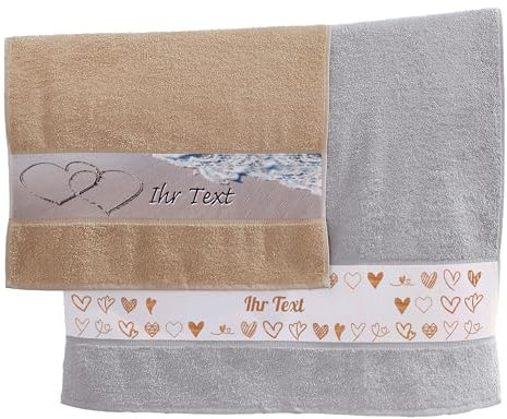 Erwin Müller Duschtuch mit Namen | Personalisiertes Badetuch, 100% Baumwolle, Geschenk für Damen und Herren, Aus Frotteestoff, Motiv: Hochzeit | 70x140 cm