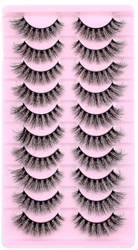 COMNICO 10 paia di ciglia artificiali, ciglia di visone 6D, slancio naturale, ciglia finte, ciglia a strisce, morbide, sembra un'estensione delle ciglia per donne e ragazze