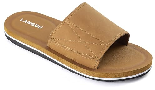 LANGDU Chanclas Hombre Sandalias Piscina Zapatillas Flip Flops | Cómodo,Antideslizante,Ligero,Correa Ajustable,Secado Rápido,Uso Diario