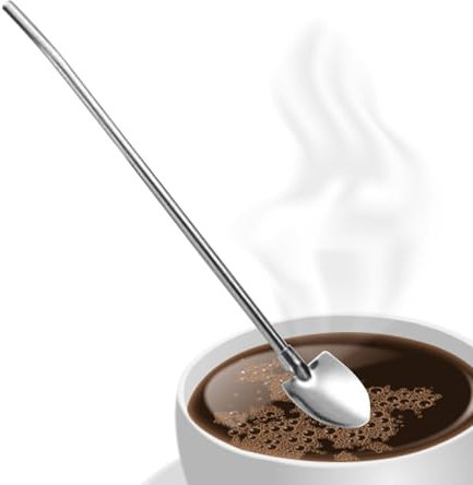 Cucchiaio di paglia da bere in acciaio inossidabile - riutilizzabile | Spoon Spoon Straw Metal Trolley | Metallo riutilizzabile in acciaio inossidabile inossidabile inossidabile inossidabile | P