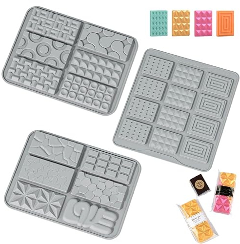Hayaww Moule Tablette Chocolat Moules a Barres de Chocolat Profonds en Silicone Moule Chocolat Grille Moules à Bonbons à Gummy Moules À Barres de Chocolat de Dubaï pour Gelée Pralines Glaçons (B)