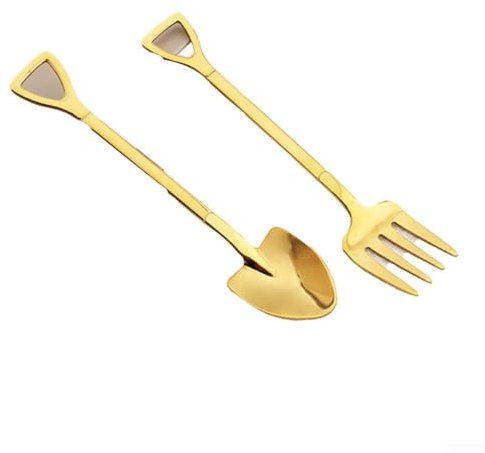 Cuchara pequeña y elegante de estilo gourmet, de acero inoxidable 304 (dorado)